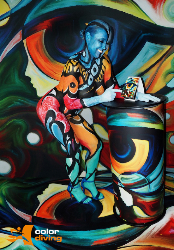 Bodypainting-Fotoshooting-Kalender-2019-Tischkalender-Farbe-Bunt-52 Wochen-Sprüche-Marlies-Brinker-Bodypainting Messen, Köln, Düsseldorf, Dortmund, Essen, NRW, international, Marlies Brinker, Fotoshooting