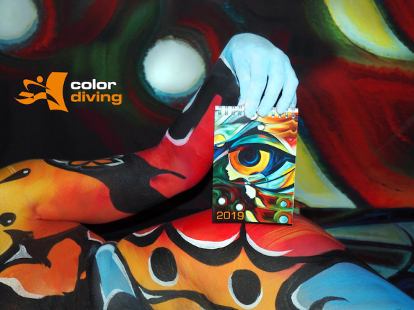 Bodypainting-Fotoshooting-Kalender-2019-Tischkalender-Farbe-Bunt-52 Wochen-Sprüche-Marlies-Brinker-Bodypainting Messen, Köln, Düsseldorf, Dortmund, Essen, NRW, international, Marlies Brinker, Fotoshooting