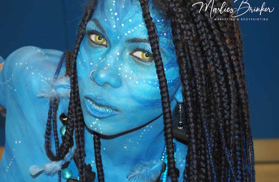 Avatar Bodypainting, Marlies Brinker, Event highlight, color diving, Bodypainting blau, Avatar style
